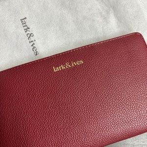 Lark & Ives Pebbled Vegan Leather Continental Snap Wallet - NWT - Maroon
